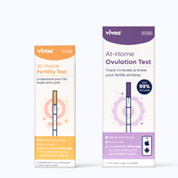 Two fertility test kits from vivoo on a white background