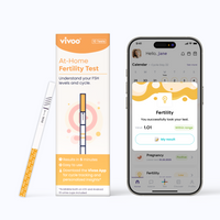 Vivoo at-home fertility test kit with smartphone app on a white background