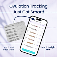 Smartphone app for ovulation tracking with ovulation test strips on a light background