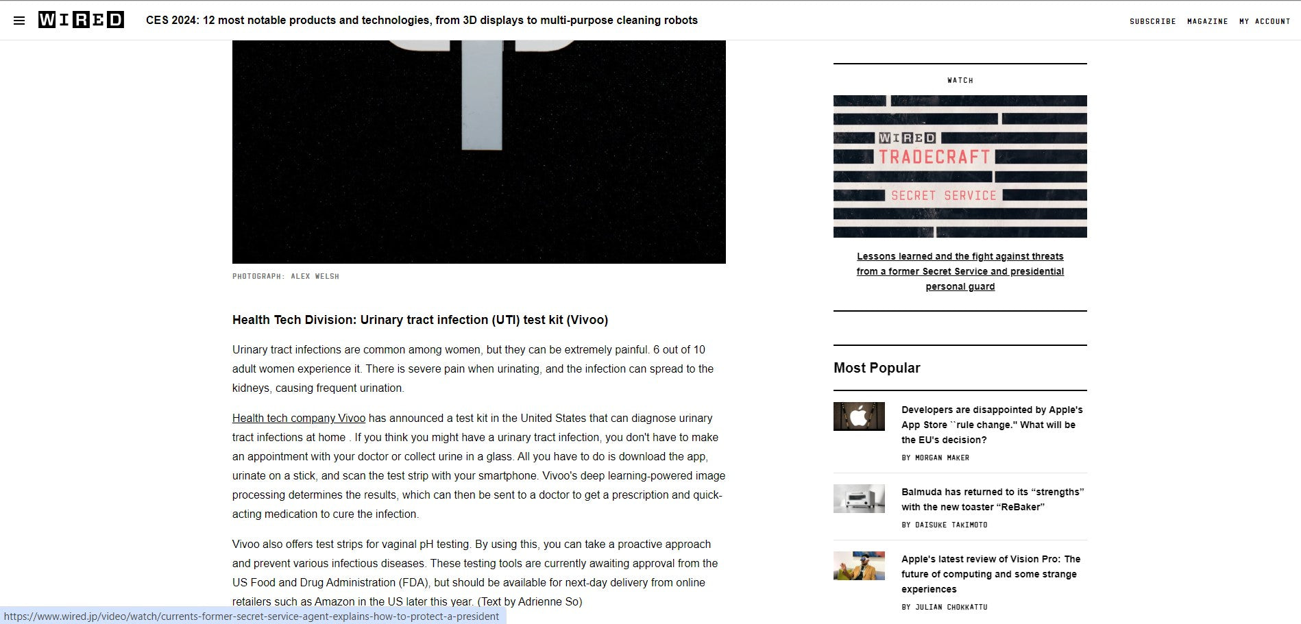 screen shot of wired article