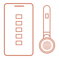 Outline of a smartphone and a vaginal ph test on a white background