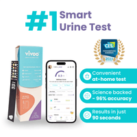 Smart urine test package with smartphone app and CES Innovation Award badge on a white background