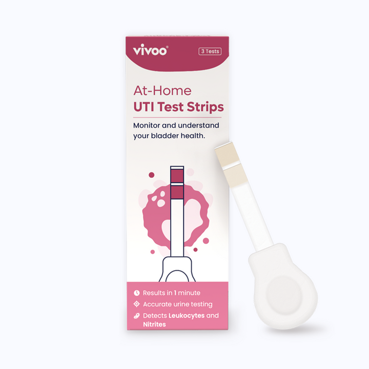 Vivoo At-Home UTI Test Strips packaging with a white background
