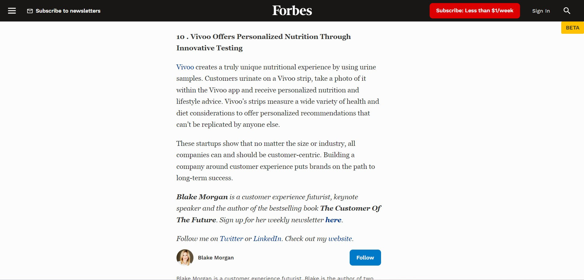 Vivoo Forbes article