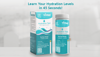 Packaging of Vivoo Hydration Test with test strips, emphasizing the ability to check hydration levels quickly.