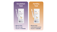 Two packaging designs for vivoo ovulation and fertility tests on a white background.