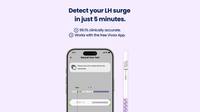 Vivoo interface for detecting LH surge with a ovulation test on a light purple background
